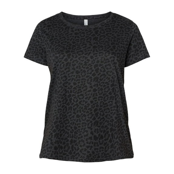LAT B04938513 Women Curvy Collection Fine Jersey T-Shirt, Black Leopard - Size 2 - 18 to 20