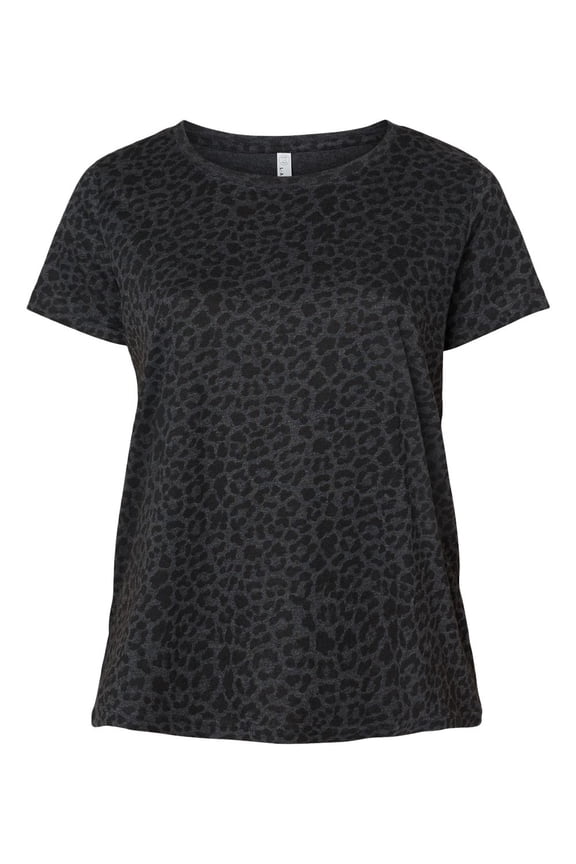 LAT B04938514 Women Curvy Collection Fine Jersey T-Shirt, Black Leopard - Size 3 - 22 to 24
