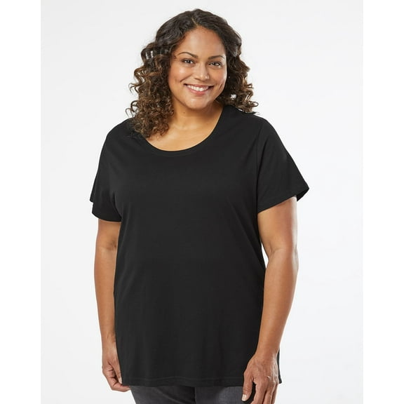 LAT B04938543 Women Curvy Collection Fine Jersey T-Shirt, Bamboo Blackout - Size 2 - 18 to 20