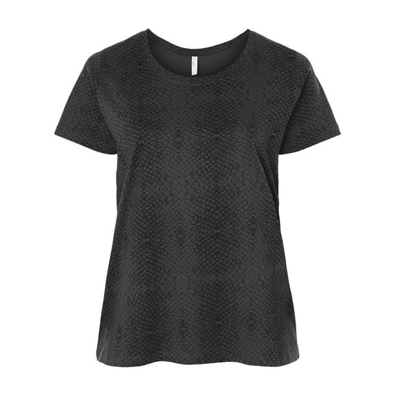 LAT B04938974 Curvy Collection Women Fine Jersey T-Shirt, Black Reptile - Size 22-24
