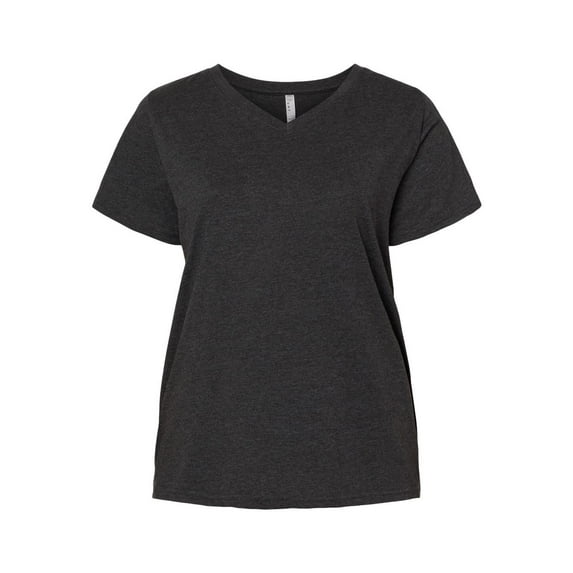 LAT B05038102 Women Curvy Collection Fine Jersey V-Neck T-Shirt, Vintage Smoke - Size 1 - 14 to 16