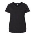 thumbnail image 1 of LAT B05038502 Women Curvy Collection Fine Jersey V-Neck T-Shirt, Blended Black - Size 1 - 14 to 16, 1 of 2