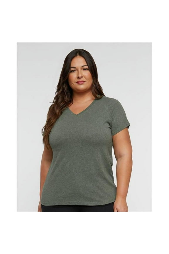LAT B05038653 Women Curvy Collection Fine Jersey V-Neck T-Shirt, Vintage Denim - Size 2 - 18 to 20