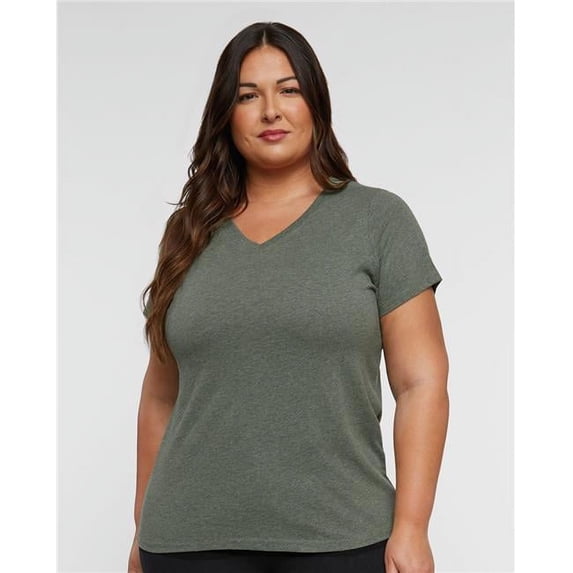 LAT B05038654 Women Curvy Collection Fine Jersey V-Neck T-Shirt, Vintage Denim - Size 3 - 22 to 24