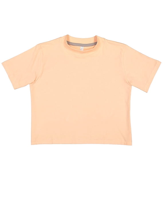 LAT B06838334 Women Boxy T-Shirt, Peachy - Medium