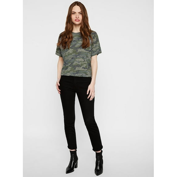 LAT B06838984 Women Boxy T-Shirt, Vintage Camo - Medium