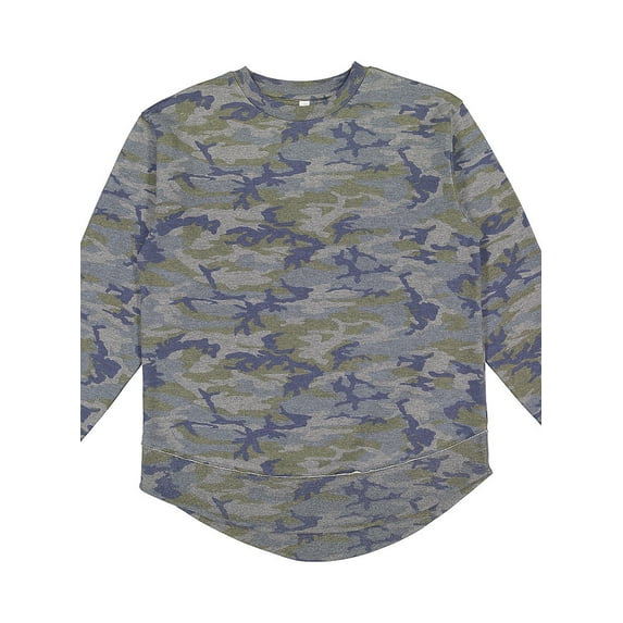 LAT B07038983 Women Weekend Fleece Crewneck Sweatshirt, Vintage Camo - Small