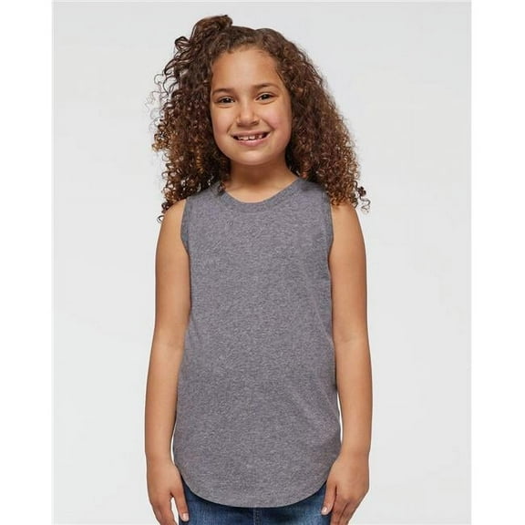 LAT B07738652 Girls Relaxed Fine Jersey Tank Top, Denim - Extra Small