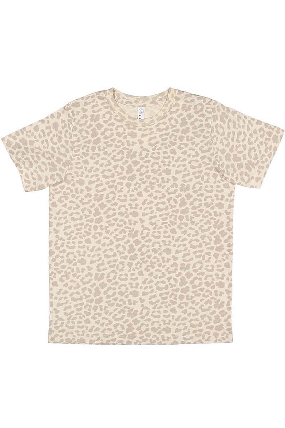 LAT B38038222 Youth Fine Jersey T-Shirt, Natural Leopard - Extra Small