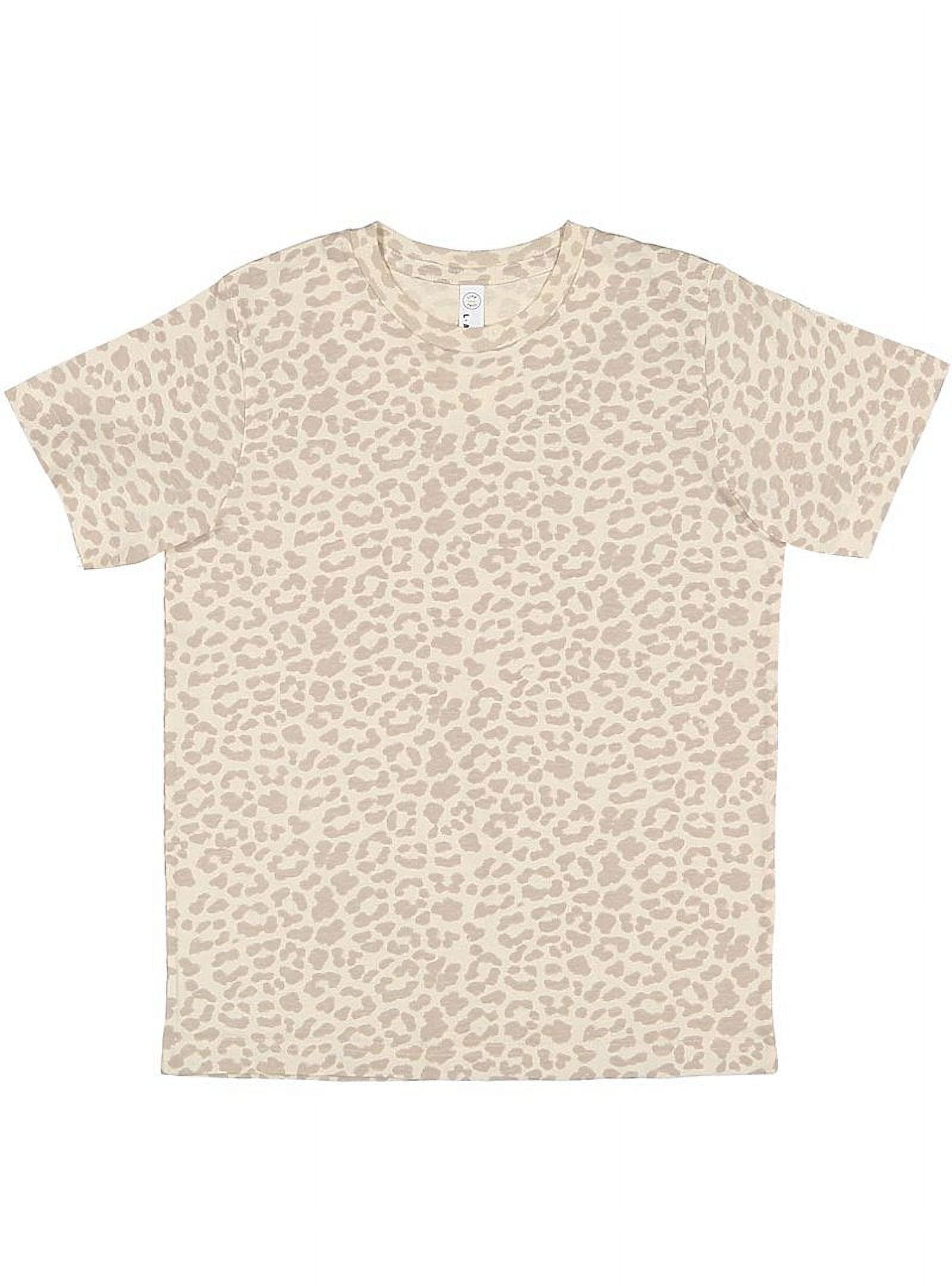 LAT B38038223 Youth Fine Jersey T-Shirt, Natural Leopard - Small 