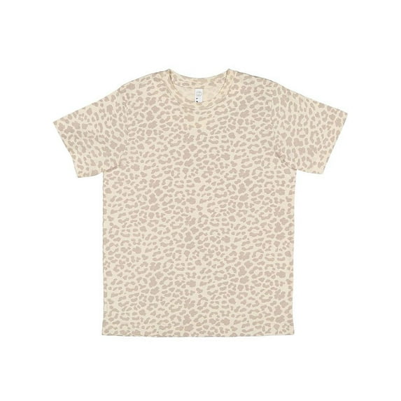 LAT B38038225 Youth Fine Jersey T-Shirt, Natural Leopard - Large