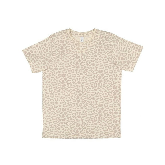 LAT B38038225 Youth Fine Jersey T-Shirt, Natural Leopard - Large