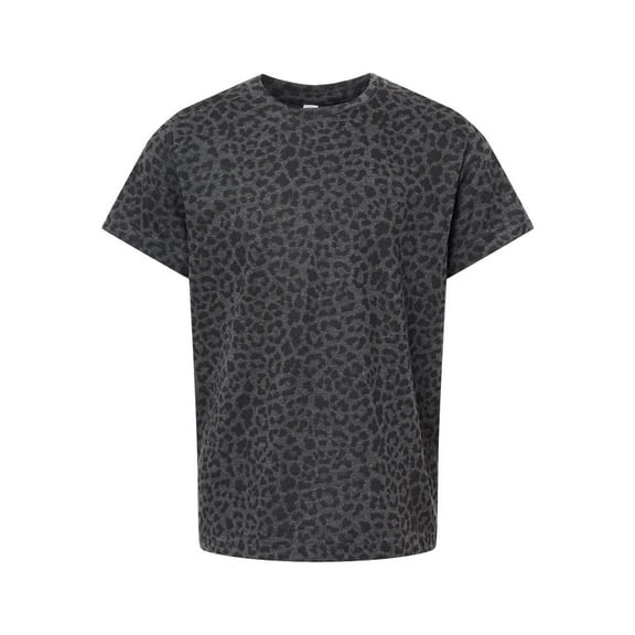LAT B38038854 Youth Fine Jersey T-Shirt, Black Leopard - Medium