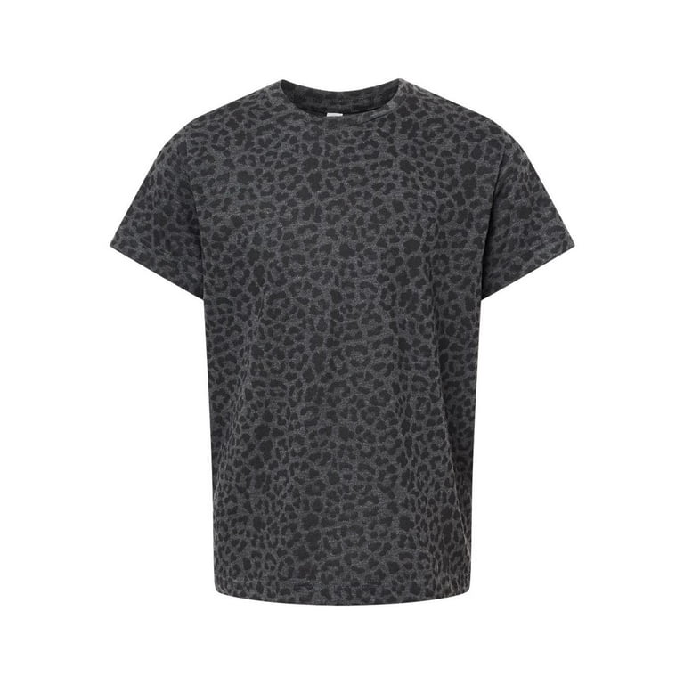 LAT B38038856 Youth Fine Jersey T-Shirt, Black Leopard