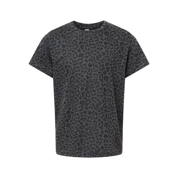 LAT B38038856 Youth Fine Jersey T-Shirt, Black Leopard - Extra Large