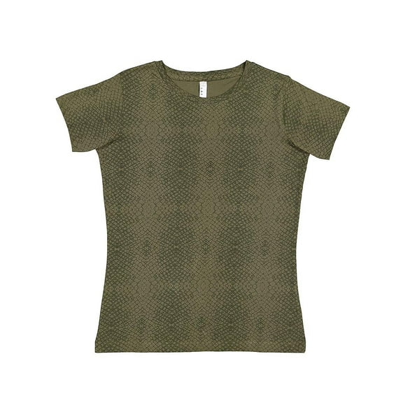 LAT B87238592 Women Fine Jersey T-Shirt, Green Reptile - Extra Small