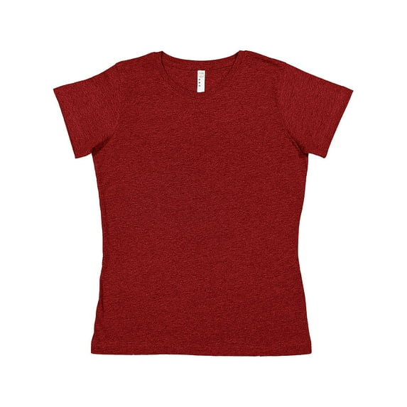 LAT B87238967 Women Fine Jersey T-Shirt, Cardinal Blackout - 2XL