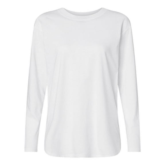 LAT B93638082 Women Fine Jersey Long Sleeve T-Shirt, White - Small
