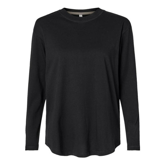 LAT B93638508 Women Fine Jersey Long Sleeve T-Shirt, Black - Extra Large