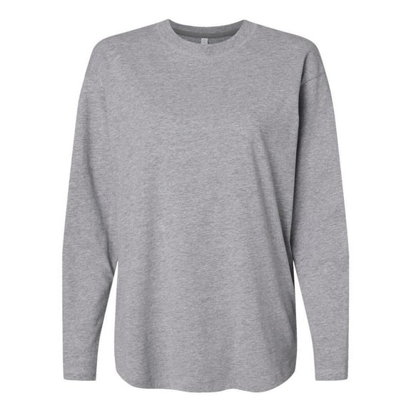 LAT B93638588 Women Fine Jersey Long Sleeve T-Shirt, Heather - Extra Large