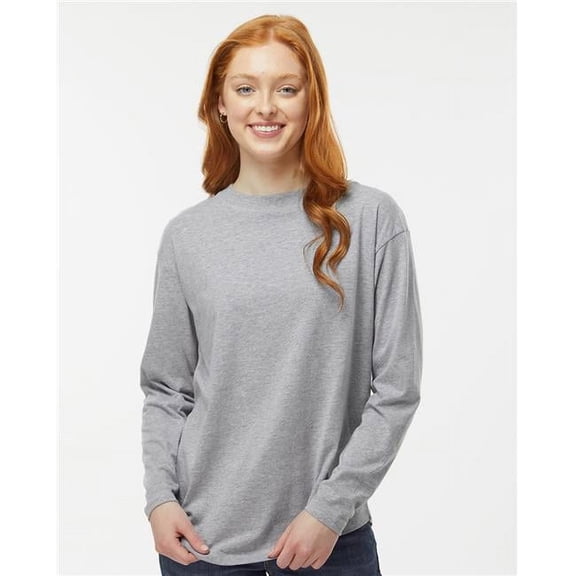 LAT B93638658 Women Fine Jersey Long Sleeve T-Shirt, Denim - Extra Large