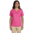 thumbnail image 1 of LAT Combed Ringspun Jersey V-Neck T-Shirt (L-3587) Raspberry, 2XL, 1 of 2