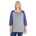 thumbnail image 1 of LAT Curvy Collection Women's Baseball Three-Quarter Sleeve Tee Size up to 4 - 26/28, 1 of 4
