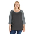 thumbnail image 1 of LAT Curvy Collection Women's Baseball Three-Quarter Sleeve Tee Size up to 4 - 26/28, 1 of 5