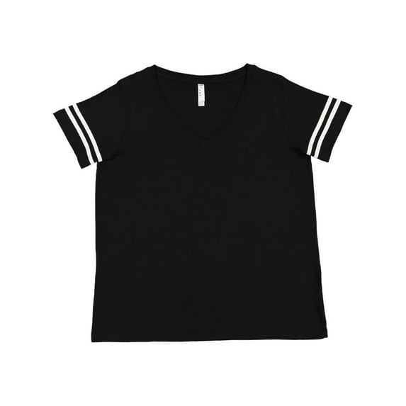LAT - Curvy Collection Women's Vintage Football T-Shirt - Color - Black Solid/ White - Size - 45373