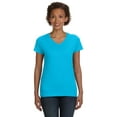 thumbnail image 1 of LAT Fine Jersey V-Neck Longer Length T-Shirt (3507) Aqua, 2XL, 1 of 5