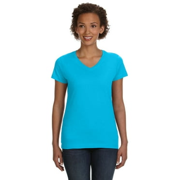 LAT Fine Jersey V-Neck Longer Length T-Shirt (3507) Aqua, 2XL