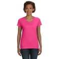 thumbnail image 1 of LAT Fine Jersey V-Neck Longer Length T-Shirt (3507) Hot Pink, 3XL, 1 of 2
