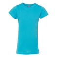 thumbnail image 1 of LAT Girls' 100% Cotton Fine Jersey Crew Neck Short Sleeve T-Shirt, Aqua, Medium, 1 of 2