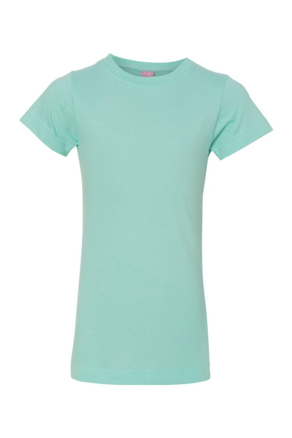 LAT Girls' 100% Cotton Fine Jersey Crew Neck Short Sleeve T-Shirt, Chill, Small