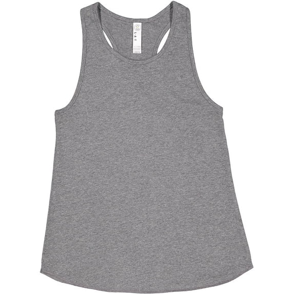 LAT Girls' Relaxed Racerback Tank - GRANITE HEATHER - XS