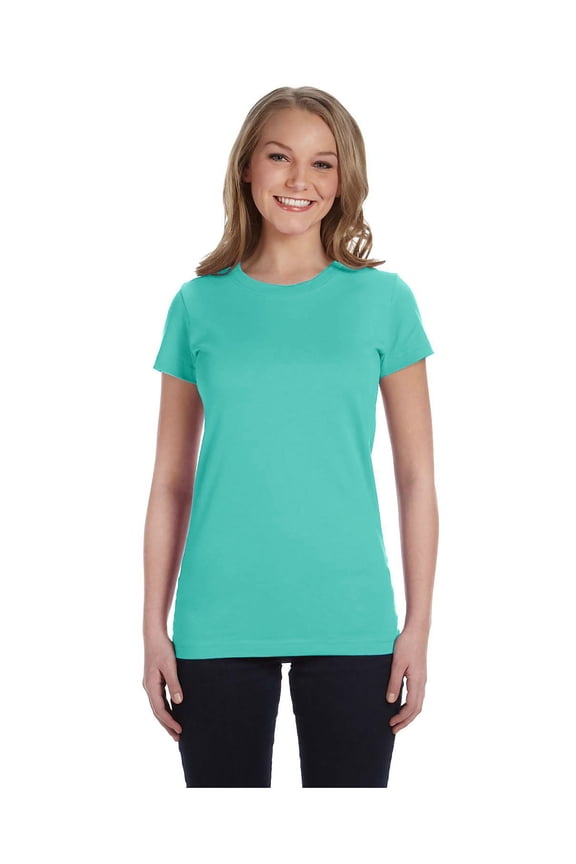 LAT Junior's Fitted Longer Length Crewneck Jersey T-Shirt, Style 3616