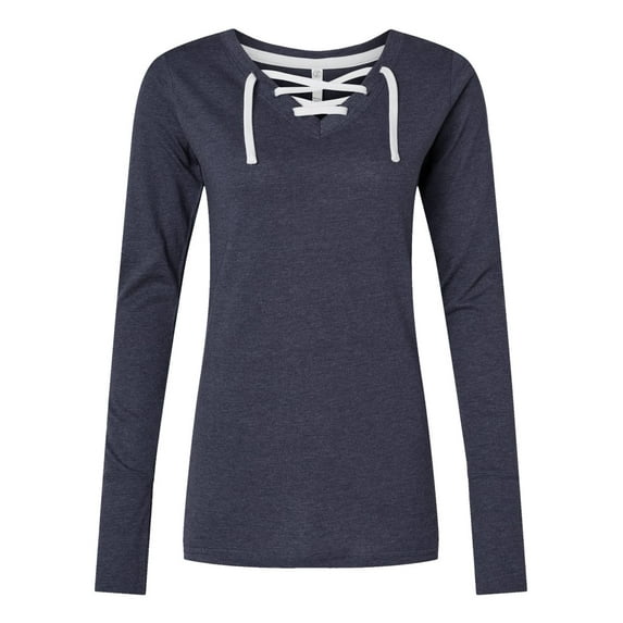 LAT LA3538 Ladies Long Sleeve Fine Jersey Lace-Up T-Shirt