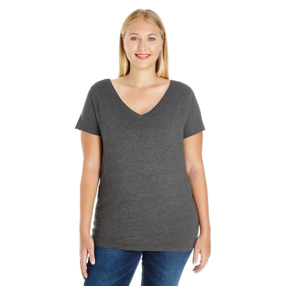 LAT Ladies' Curvy V-Neck Premium Jersey T-Shirt - 3807