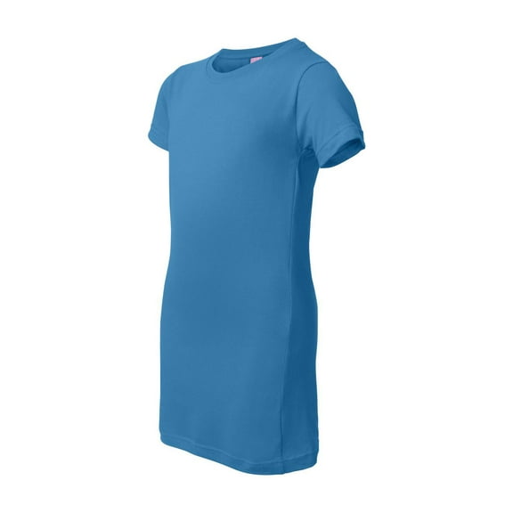 LAT Ladies Junior 100% Cotton Jersey Crew Neck Short Sleeve Tee (3616) Cobalt, M