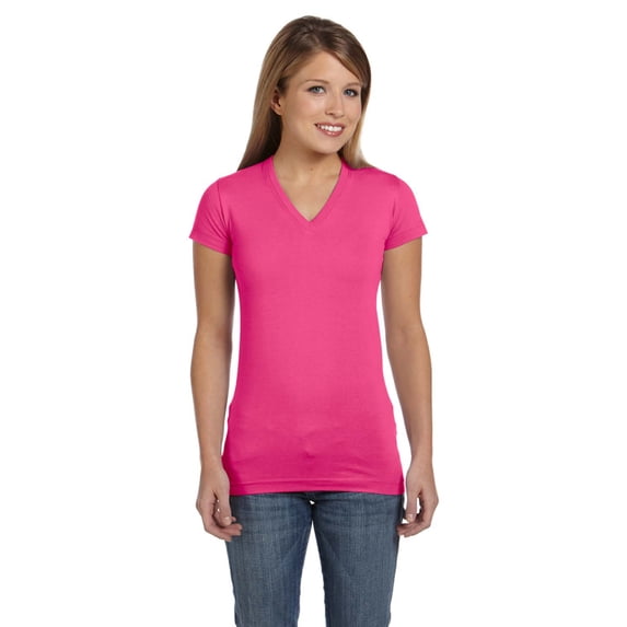 LAT Ladies' Junior Fit V-Neck Fine Jersey T-Shirt 3607