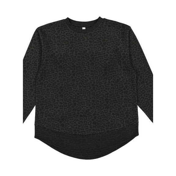 LAT Ladies Weekend Tunic Fleece | Women's Long Sleeve Sweatshirt, Black Leopard, Small