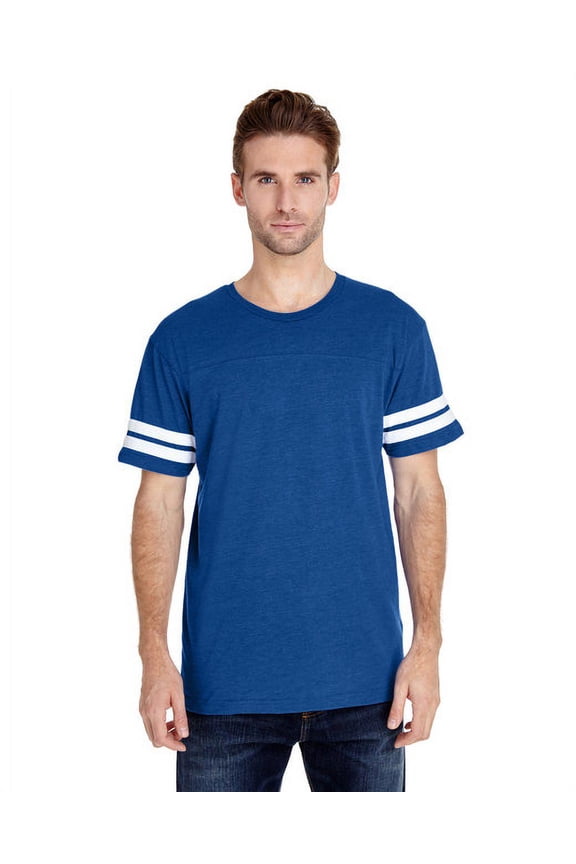 LAT Men's Fine Jersey Crew Neck Short Sleeve Football Tee, Vintage Burgandy/White, 3X