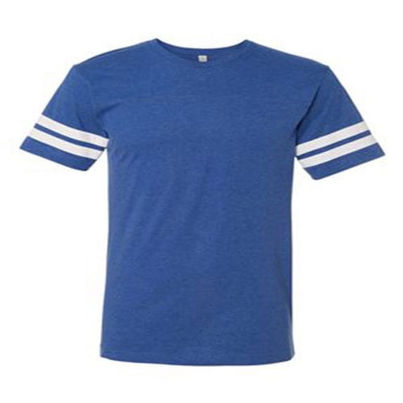 LAT Men's Fine Jersey Crew Neck Short Sleeve Football Tee, Vintage Burgandy/White, 3X