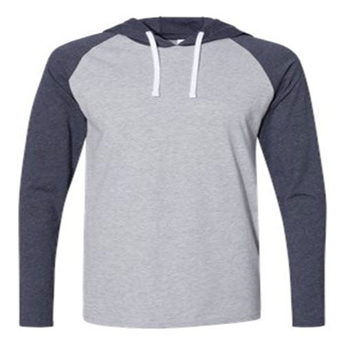 LAT Men's Fine Jersey Long Sleeve Hooded Raglan TShirt