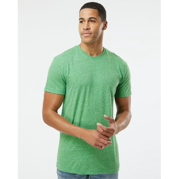 LAT Men's Harborside Mélange Crew Neck Short Sleeve Jersey Tee, Papaya Melange, Medium