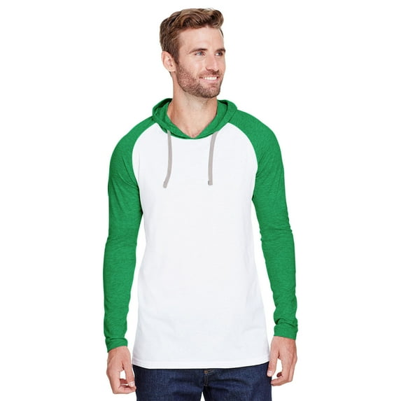 LAT Men's Hooded Raglan Long Sleeve Fine Jersey T-Shirt