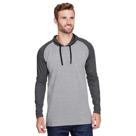 LAT Men's Hooded Raglan Long Sleeve Fine Jersey T-Shirt