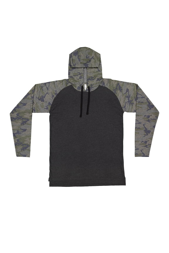 LAT Men's Hooded Raglan Long Sleeve Fine Jersey T-Shirt