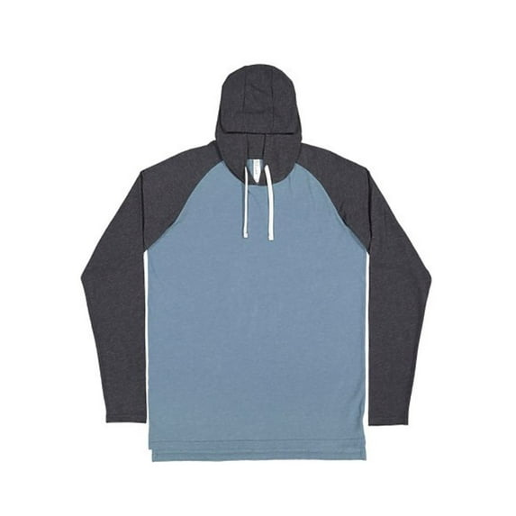 LAT Men's Hooded Raglan Long Sleeve Fine Jersey Tee, Vintage Indigo/Vintage Navy/White, X-Large