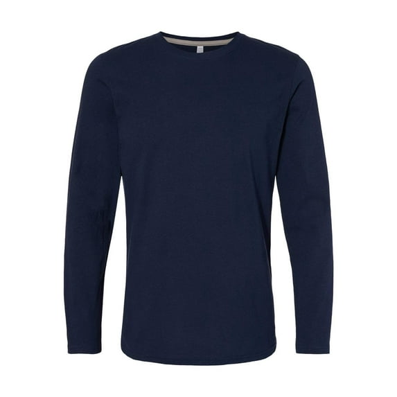 LAT Men's Long Sleeve Fine Jersey Tee, Navy/Titanium, Large